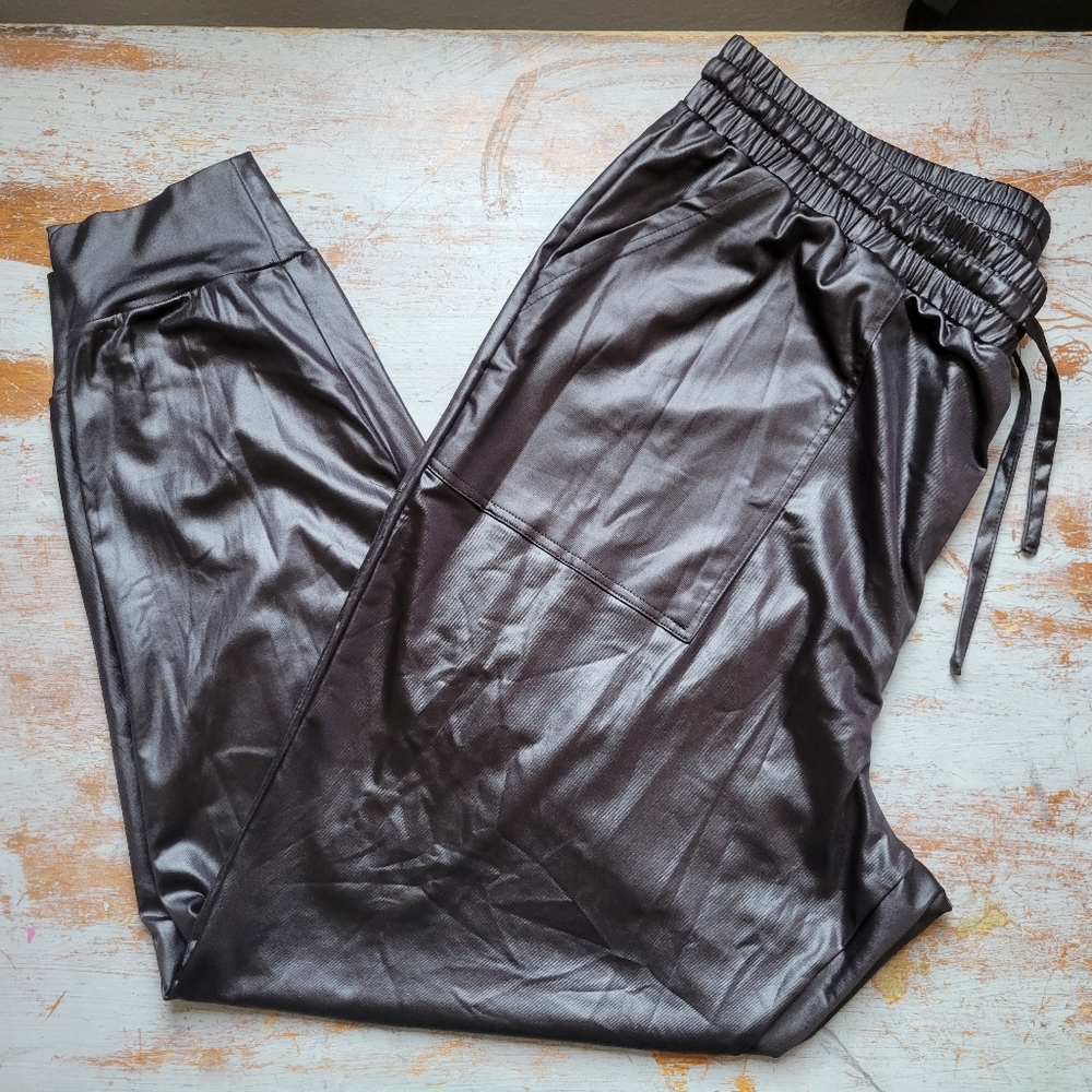 Slick Black Jogger Pants